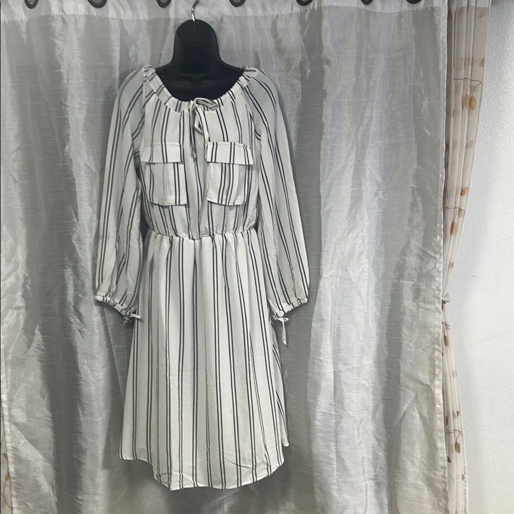Orange Creek White Long Sleeve Sundress with Bishop Sleeves